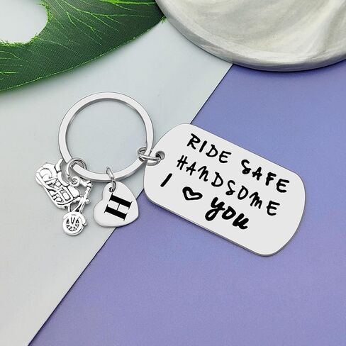 Vadaka Ride Safe Keychain Letter A-Z Keychain Biker Gift Motorcycle Gift Initial Letter Keychain New Driver Gift for Biker in Saudi Arabia