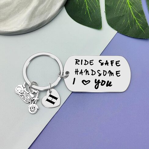 Vadaka Ride Safe Keychain Letter A-Z Keychain Biker Gift Motorcycle Gift Initial Letter Keychain New Driver Gift for Biker in Saudi Arabia