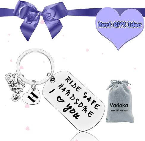 Vadaka Ride Safe Keychain Letter A-Z Keychain Biker Gift Motorcycle Gift Initial Letter Keychain New Driver Gift for Biker in Saudi Arabia