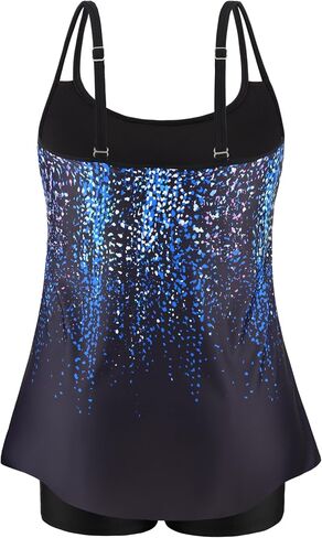 NIeyook Plus Size Swimsuit for Women Two Piece Tummy Control Bathing Suit Flowy Scoop Neck Tankini Swim Tops with Boy Shorts in Saudi Arabia