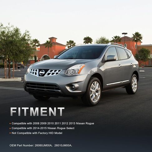 استبدال مجموعة المصابيح الأمامية متوافق مع 2008-2013 Nissan Rogue متوافق مع 2014-2015 Rogue Select هالوجين مع عدسة شفافة مبيت كروم ومصابيح أمامية عاكسة كهرمانية (مجموعة من 2) in Saudi Arabia