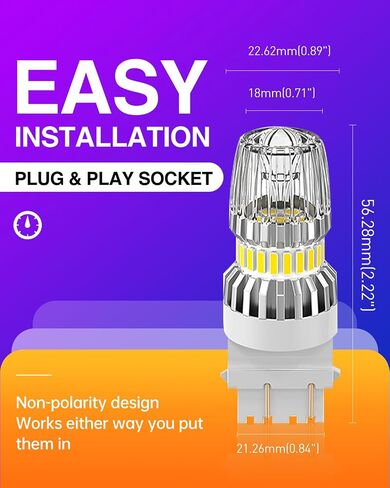 LUYED New Upgrad Reverse Lights 3157 LED Bulb Xenon White 400% Brighter 3157A 3056 3156 3057 3047 4057 4157 LED Light Bulbs for Turn Signal Blinker Tail Parking Brake Lights, Pack of 2 in Saudi Arabia