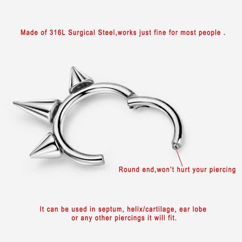FANSING 316L Surgical Steel 3 Spike Beaded Piercing Rings for Septum Daith in Saudi Arabia