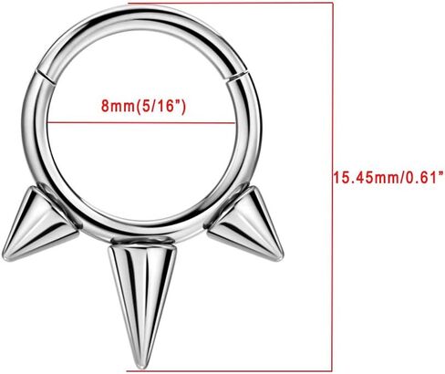FANSING 316L Surgical Steel 3 Spike Beaded Piercing Rings for Septum Daith in Saudi Arabia