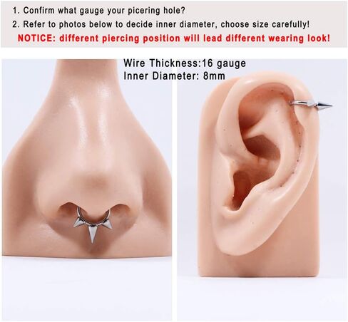 FANSING 316L Surgical Steel 3 Spike Beaded Piercing Rings for Septum Daith in Saudi Arabia