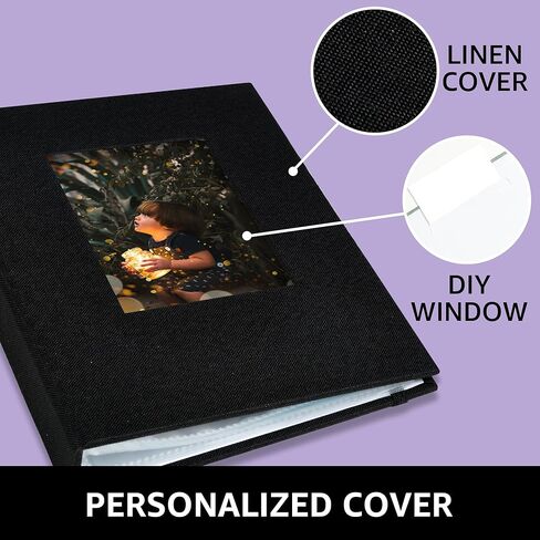 ألبوم صور صغير 4x6-2 حزمة، صفحات شفافة، غطاء من الكتان مع نافذة أمامية، كل ألبوم صغير يحمل 52 صورة، كتاب صور صغير لصور 4x6، أحمر in Kuwait