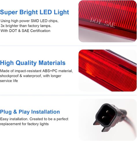 LED 3rd Brake Light Replacement for 2005-2009 Mustang High Mount Stop Third Brake Light, Red Lens in Kuwait