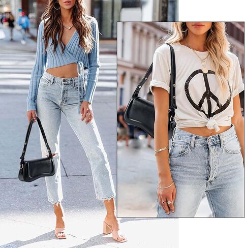 Small Shoulder Bags,Trendy Crossbody Purses for Women Waterproof Leather Handbags Clutch Tote Designer Bags black purse in Saudi Arabia