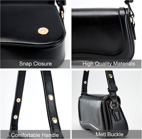 Small Shoulder Bags,Trendy Crossbody Purses for Women Waterproof Leather Handbags Clutch Tote Designer Bags black purse in Saudi Arabia