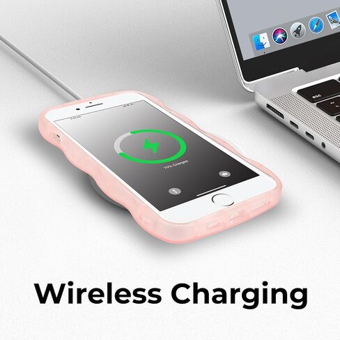 حافظة Dumkery اللطيفة متوافقة مع حافظة iPhone SE 2020/ SE 2022، حافظة iPhone 7/8 بإطار مموج مجعد، غطاء TPU ناعم وردي شفاف مقاوم للصدمات للفتيات والنساء in Saudi Arabia
