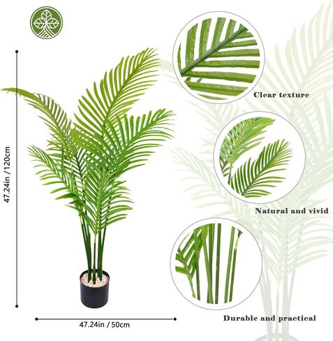 Artificial Areca Palm Tree Fake Tropical Palm Plant Potted Faux for Indoor Outdoor Office Room Shopping Mall Decor (47 inch) in Saudi Arabia