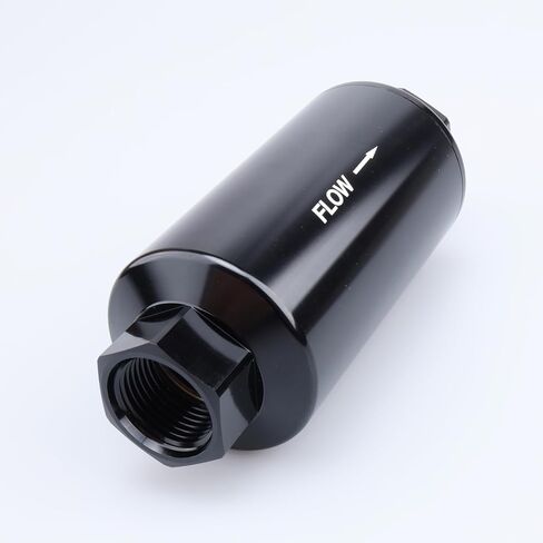 12AN Billet Aluminum 30 Micron Fuel Filter with Reusable Stainless Steel Mesh Filter Element No Glue Design, ORB-12 Port, Black in Saudi Arabia