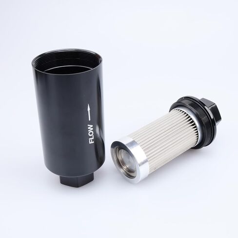 12AN Billet Aluminum 30 Micron Fuel Filter with Reusable Stainless Steel Mesh Filter Element No Glue Design, ORB-12 Port, Black in Saudi Arabia