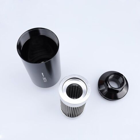 12AN Billet Aluminum 30 Micron Fuel Filter with Reusable Stainless Steel Mesh Filter Element No Glue Design, ORB-12 Port, Black in Saudi Arabia