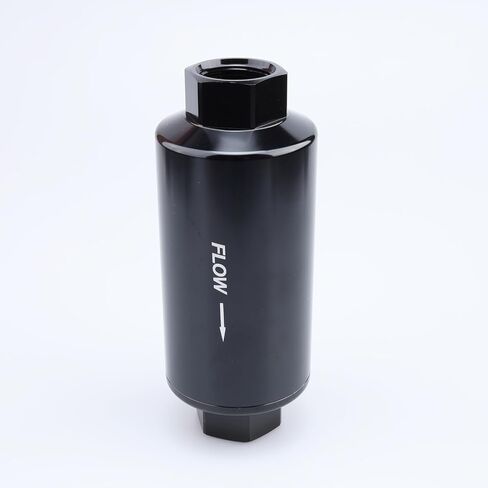 12AN Billet Aluminum 30 Micron Fuel Filter with Reusable Stainless Steel Mesh Filter Element No Glue Design, ORB-12 Port, Black in Saudi Arabia