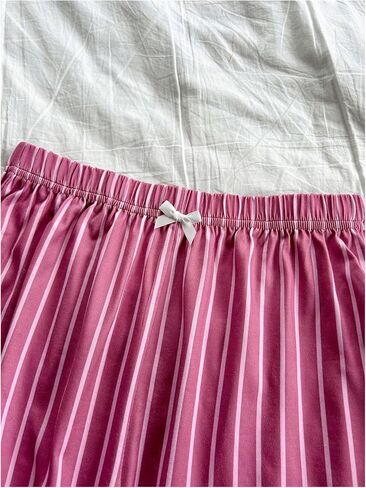 Milumia Women's 3 Pcs Pajama Sleep Bottoms Heart Striped Bow Front Lounge Shorts in Saudi Arabia