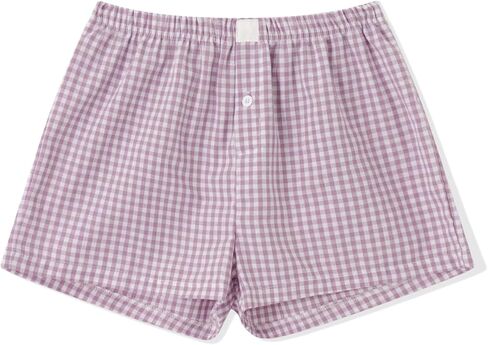 Boxer Shorts Y2k Women Plaid Gingham Low Elastic Waist Pajamas Lounge Sleep Pj Checkered Micro Short Pants Bottoms in Kuwait