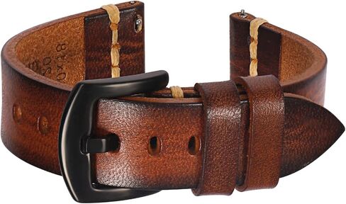 Handmade Calfskin Vegetable-Tanned Leather Watch Bands for Men Quick Release Leather Watch Strap 20mm 22mm with Black Buckle in Saudi Arabia