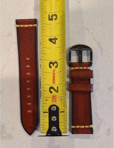 Handmade Calfskin Vegetable-Tanned Leather Watch Bands for Men Quick Release Leather Watch Strap 20mm 22mm with Black Buckle in Saudi Arabia
