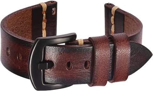 Handmade Calfskin Vegetable-Tanned Leather Watch Bands for Men Quick Release Leather Watch Strap 20mm 22mm with Black Buckle in Saudi Arabia