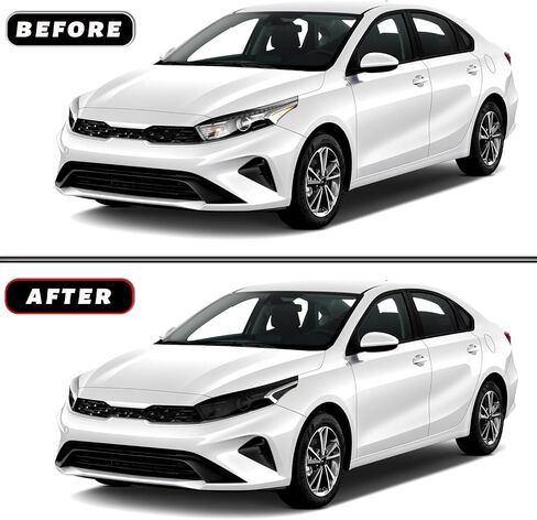 غطاء ملون للمصباح الأمامي مناسب لملحقات Kia Forte 2022 2023 غطاء مصابيح الضباب مع طبقة لاصقة لامعة ودخان داكن (المصباح الأمامي) in Saudi Arabia