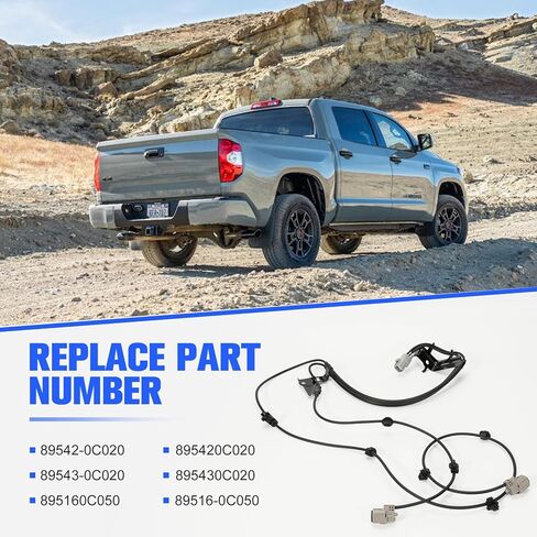89516-0C050 مجموعة أسلاك مستشعر سرعة العجلات الخلفية ABS متوافقة مع Tundra 2007-2021، سلك مستشعر التحكم في الانزلاق ABS الأيسر والأيمن استبدال 89542-0C020 89543-0C020 in Kuwait