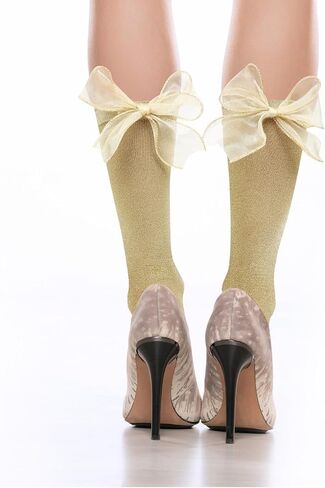 جوارب من Benefeet Sox جوارب بفيونكة لامعة جوارب شفافة لامعة مع فيونكة للنساء والفتيات جوارب فستان لامعة رائعة جورب دانتيل مزخرف in Saudi Arabia