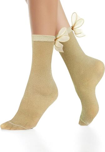 جوارب من Benefeet Sox جوارب بفيونكة لامعة جوارب شفافة لامعة مع فيونكة للنساء والفتيات جوارب فستان لامعة رائعة جورب دانتيل مزخرف in Saudi Arabia