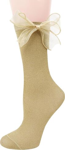 جوارب من Benefeet Sox جوارب بفيونكة لامعة جوارب شفافة لامعة مع فيونكة للنساء والفتيات جوارب فستان لامعة رائعة جورب دانتيل مزخرف in Saudi Arabia
