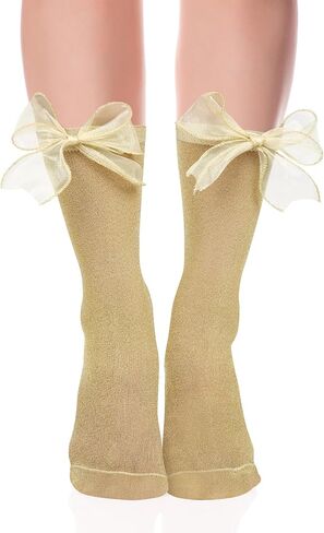 جوارب من Benefeet Sox جوارب بفيونكة لامعة جوارب شفافة لامعة مع فيونكة للنساء والفتيات جوارب فستان لامعة رائعة جورب دانتيل مزخرف in Saudi Arabia