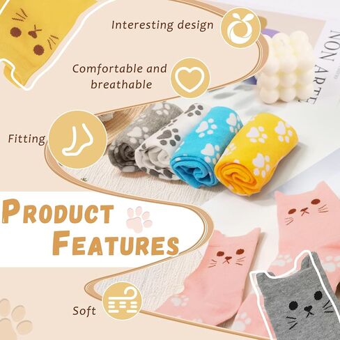 Women's Cat Socks Cute Colorful Funny Socks, Christmas Birthday Gifts for Women Teenage Girls 5 Pack in Saudi Arabia