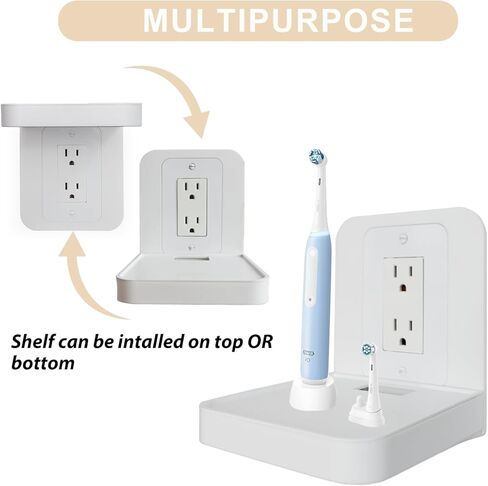 Outlet Shelf Holder, Bathroom Decor with Built-in Cable Management,A Space Saving Solution for Homepod Mini,Google Home/Echo/Smart Speakers/Electric Toothbrush/Cell Phone (Standard) in Kuwait