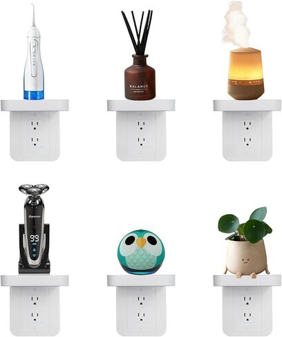 Outlet Shelf Holder, Bathroom Decor with Built-in Cable Management,A Space Saving Solution for Homepod Mini,Google Home/Echo/Smart Speakers/Electric Toothbrush/Cell Phone (Standard) in Kuwait