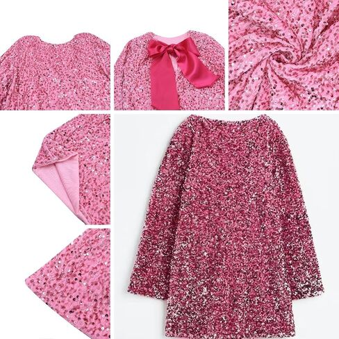 ANKOMINA Women's Sparkly Sequin Mini Dress Sexy Backless Bowknot Lace Up Long Sleeve Glitter Bodycon Party Club Dresses in Saudi Arabia
