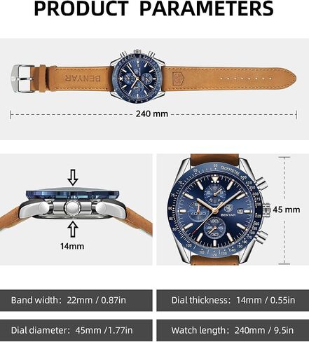 BY BENYAR Watch for Men Analog Quartz Chronograph Waterproof Luminous Designer Mens Wrist Watches Business Work Sport Casual Dress Watch with Silicone Strap Elegant Gifts for Men in Saudi Arabia