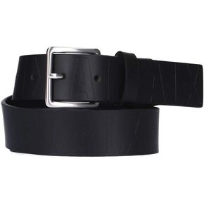 Armani Exchange Men's Embossed Leather Belt Nero, One Size