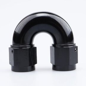 180 Degree Aluminum -6 AN Female One Piece Full Flow Hose Coupler Fitting, Black