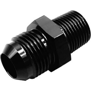 8AN Flare to 3/8" NPT Pipe Adapter Fitting, Aluminum AN8 Male Flare to 3/8 NPT Male Thread Fuel Hose Connector Straight Black Anodized
