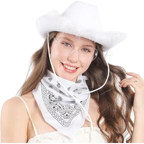 Cowgirl Hat with Bandana - Cowboy Hat for Women and Teens, Fun Cow Girl Hat, Wild West Cowgirl Costume