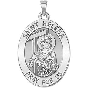PicturesOnGold.com Saint Helena Oval Religious Medal - 2/3 X 3/4 Inch Size of Nickel, Sterling Silver