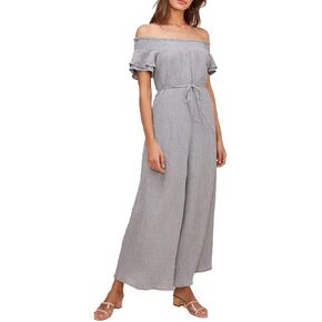ASTR the label womens Off-the-shoulder Tie Waist Wide Leg Maura Jumpsuit