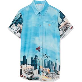 GUESS Boys' Big Print Lightweight Button Up Shirt