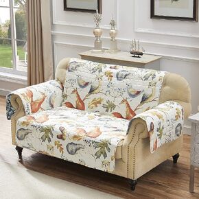 Greenland Home Willow Reversible Slipcover - Furniture Protector - Sofa - Holiday