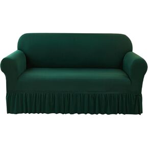 Gugxiom Sofa Cover with Skirt, Sofa Slipcover with All-Inclusive Design, Easy to Install and Easy to Clean Couch Slip Cover, Pet Friendly Couch Cover for Gift (Double Seat Megumi Green)