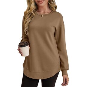 VERABENDI Womens Sweatshirt Crewneck Long Sleeve Lightweight Soft Tunic Fall Pullover Sweatshirts for Women S-XL