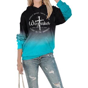 FASHGL Women Waymaker Sweatshirt Miracle Worker Promise Keeper Hoodie Christian Faith Pullover Hooded Long Sleeve Top