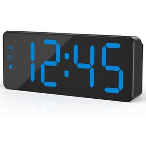 KWANWA Small Digital Clock, Alarm Clock for Bedroom, Large Big Numbers Display with Brightness Dimmer, Upgrade Bigger Setting Buttons, Auto-dim Night Mode, Electric Bedside Desk Clock, 12/24H, Snooze