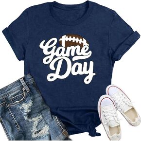 Football Shirt for Women Game Day Crewneck Cute Tee Tops Football Sunday Funday Short Sleeve T-Shirt
