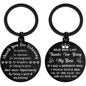ENGZHI Boss Lady Gifts for Women, Thank You Boss Lady Keychain for Boss Day Christmas Birthday Leaving, Appreciation Keepsake