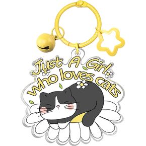 Cat Lover Gifts For Women Cute Cat Keychain Gifts For Teen Girls Unique Just A Girl Who Loves Cats Keyring For Female Cat Lovers Cat Stuff Bag Purse Charms Birthday Christmas Gift Ideas